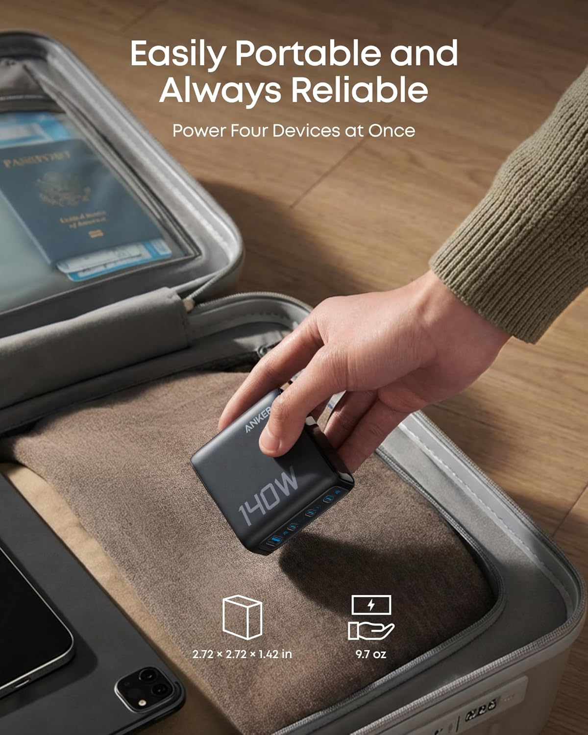 Anker Charger (140W, 4-Port, PD 3.1) with USB-C Cable — supplier image 5
