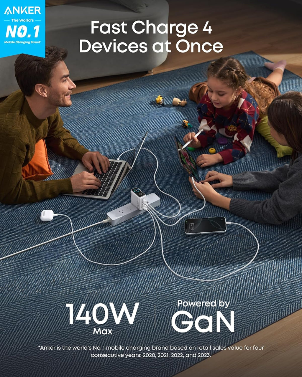 Anker Charger (140W, 4-Port, PD 3.1) with USB-C Cable — supplier image 8