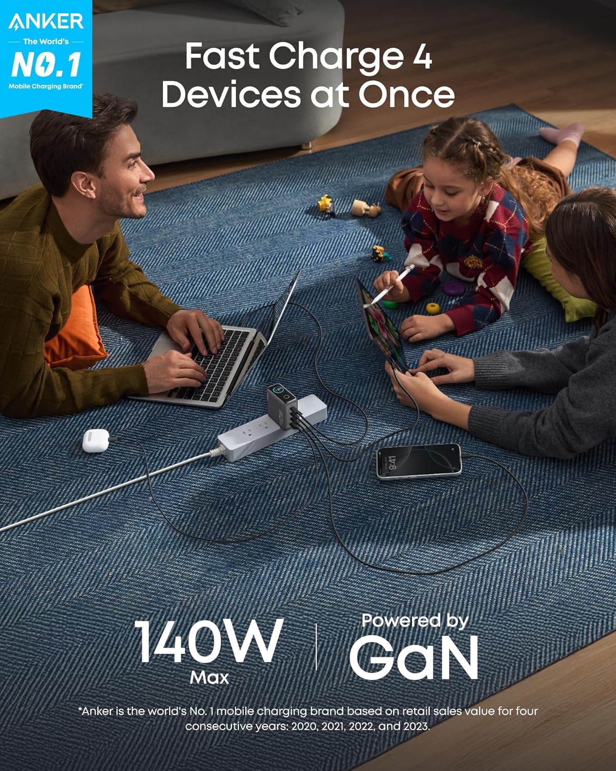 Anker Charger (140W, 4-Port, PD 3.1) with USB-C Cable — supplier image 2