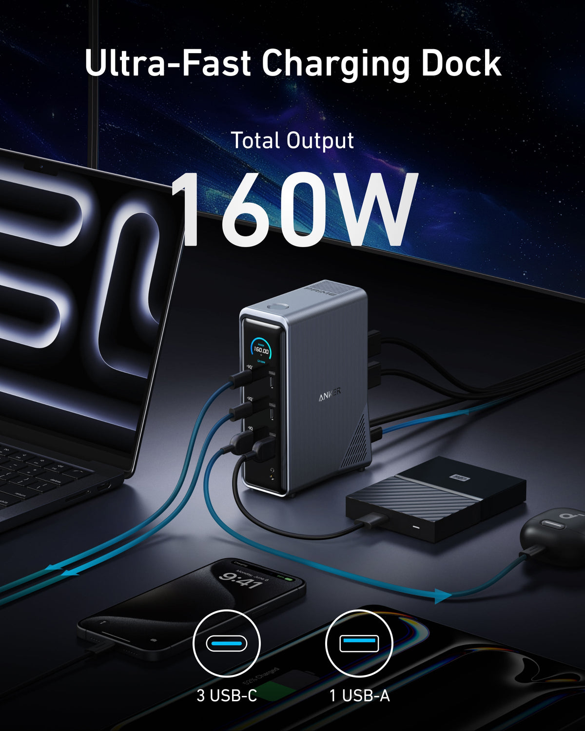 Anker Prime Charging Docking Station (14-in-1, Dual Display, 160W) — supplier image 4