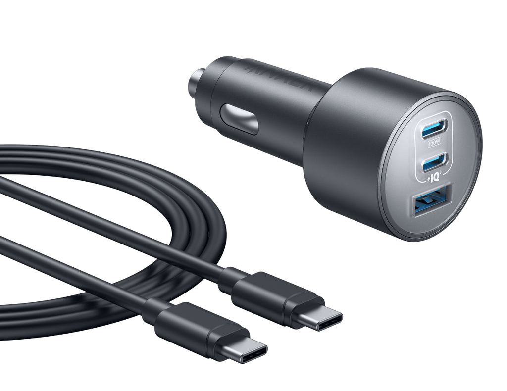 Anker Nano 167.5W three-port car charger in black