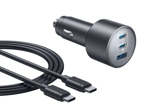 Anker Nano 167.5W three-port car charger in black