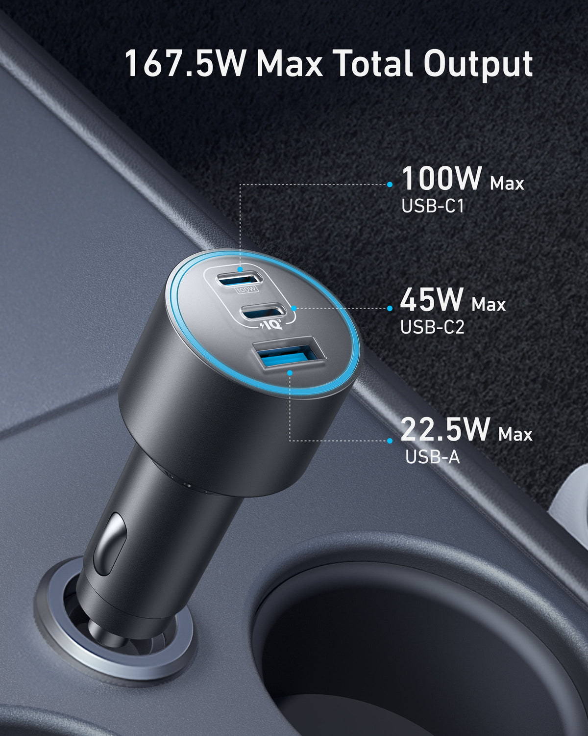 Anker Nano Car Charger (167.5W, 3 Ports) — additional product view 1