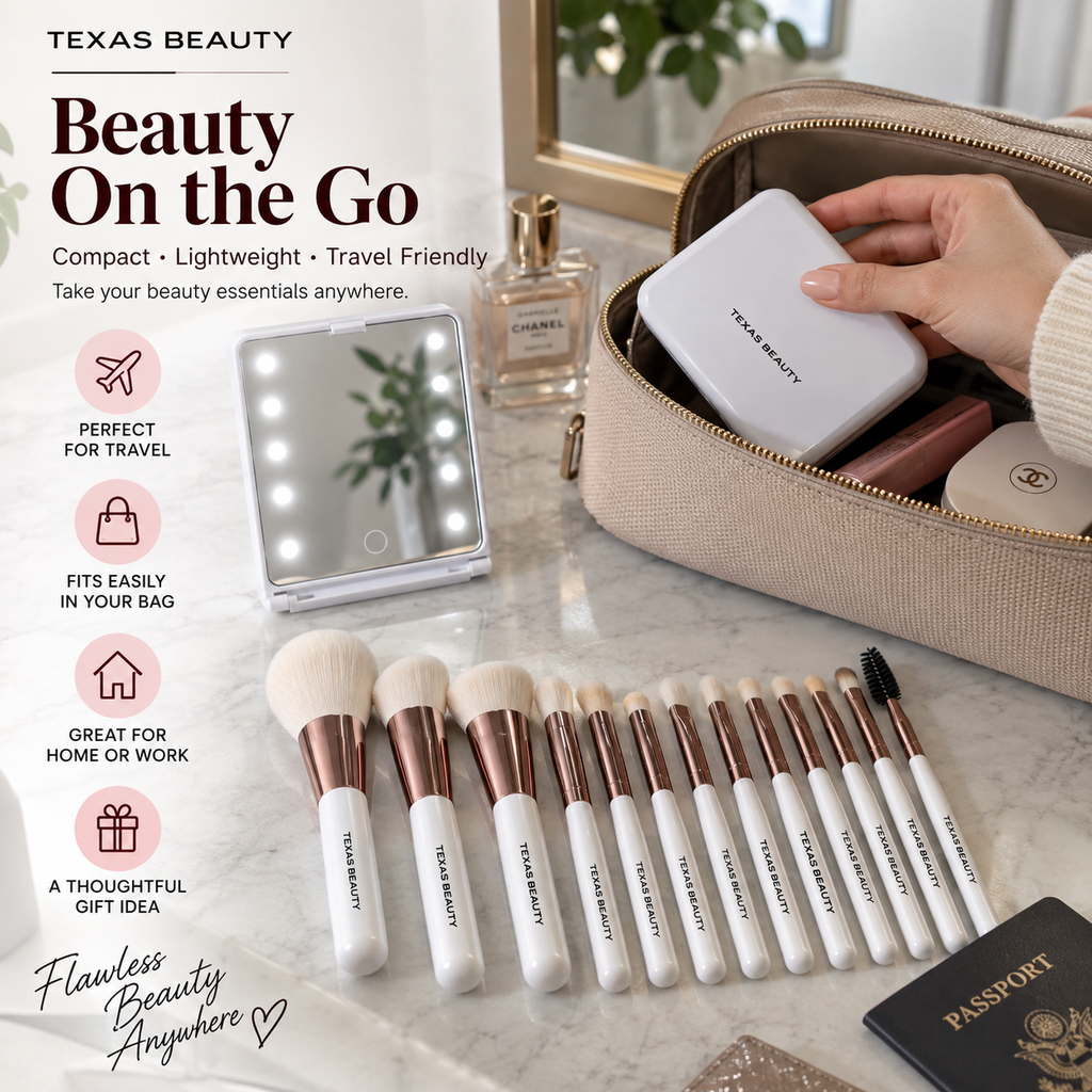 14-Piece Makeup Brush Set with LED Mirror & Travel Case — additional product view 8