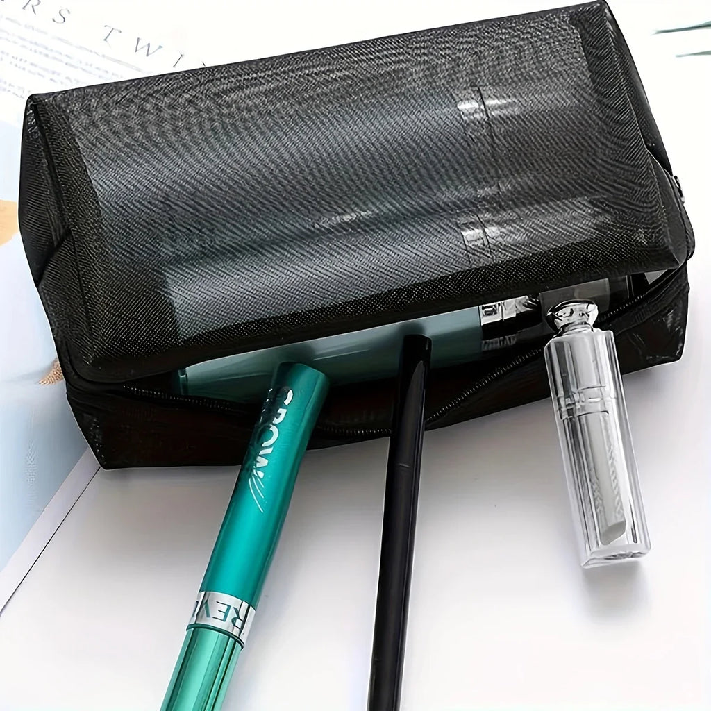 Black Mesh Travel Cosmetic Bag — additional product view 2