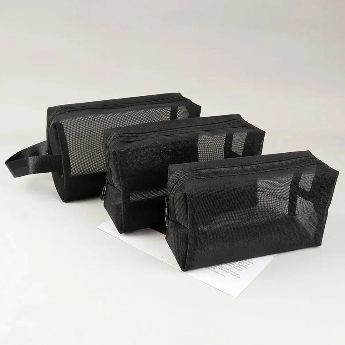 Black Mesh Travel Cosmetic Bag — additional product view 5