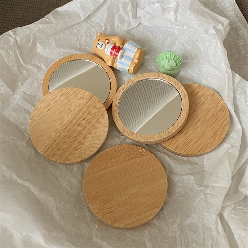 Round Wood Compact Mirror — additional product view 2