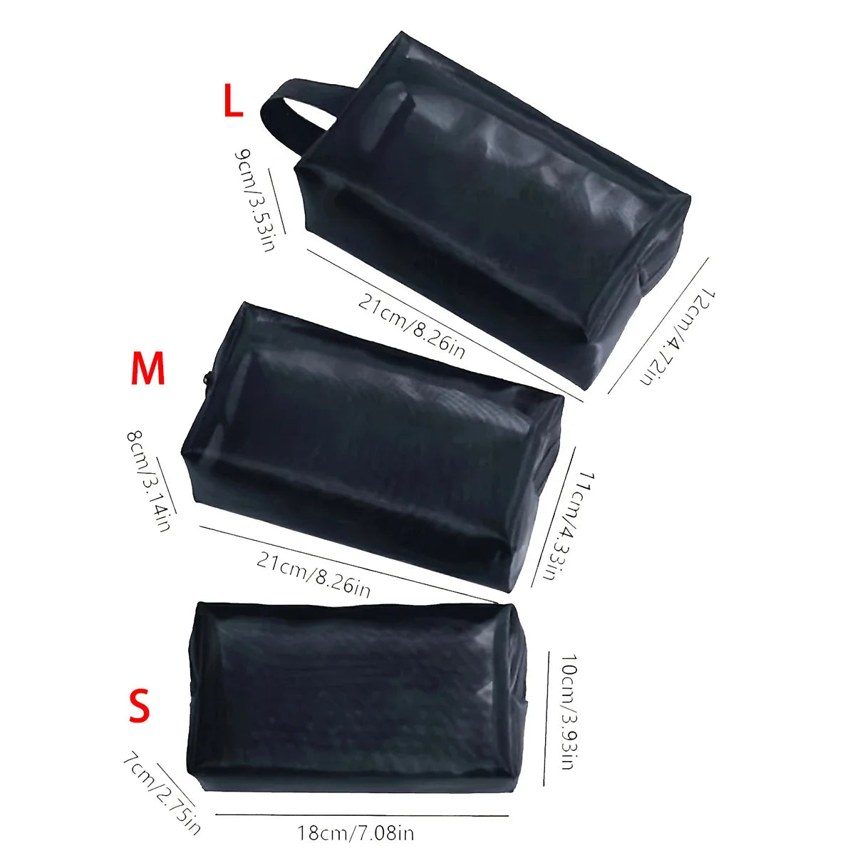 Black Mesh Travel Cosmetic Bag — additional product view 4