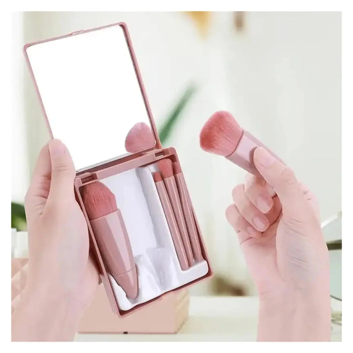 Mini Makeup Brush Set with Case & Mirror — 5 Piece