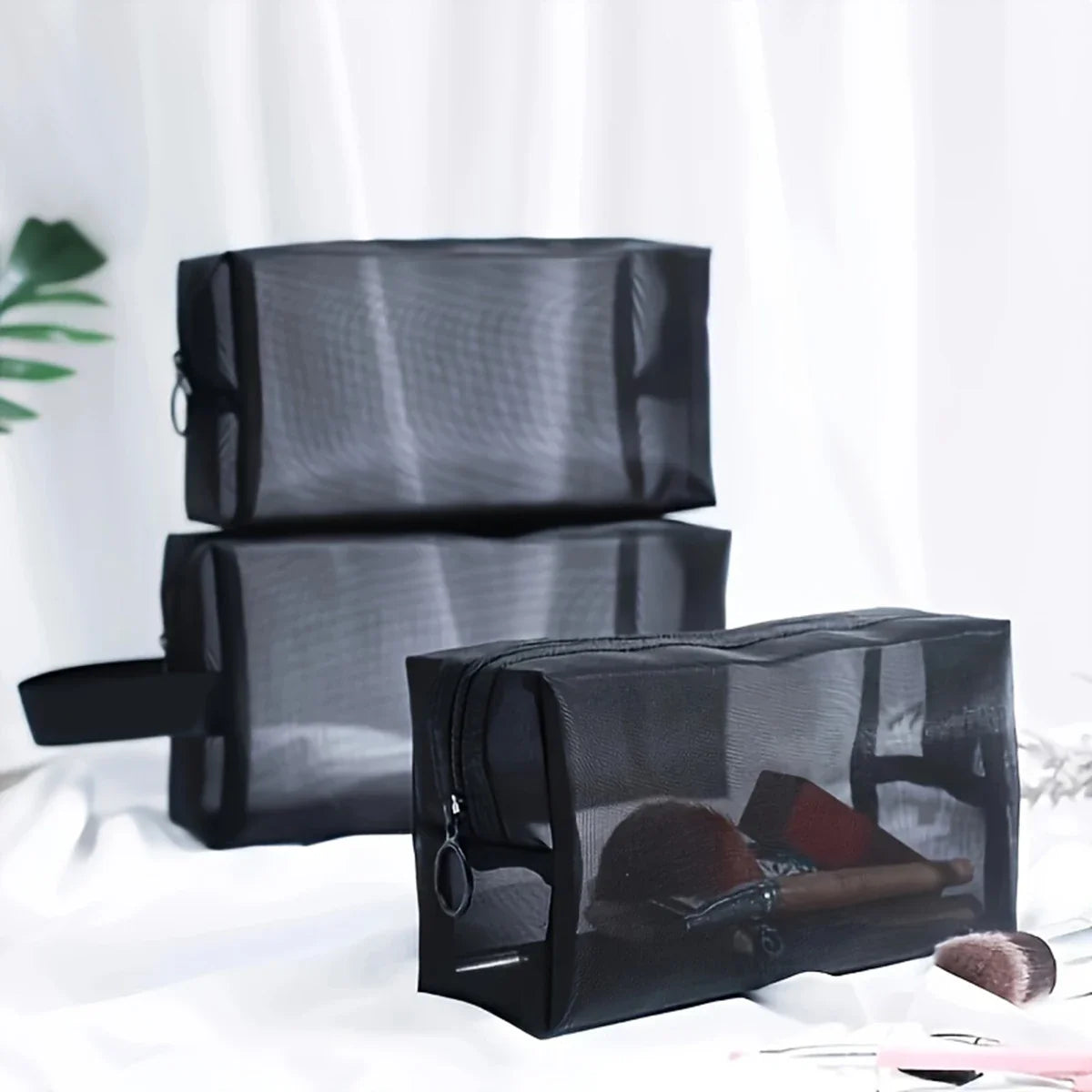 Black Mesh Travel Cosmetic Bag