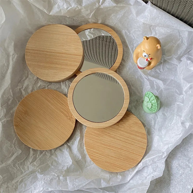 Round Wood Compact Mirror — additional product view 3