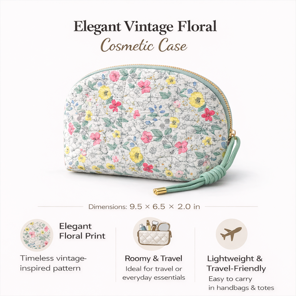 Quilted Floral Cosmetic Case — additional product view 12