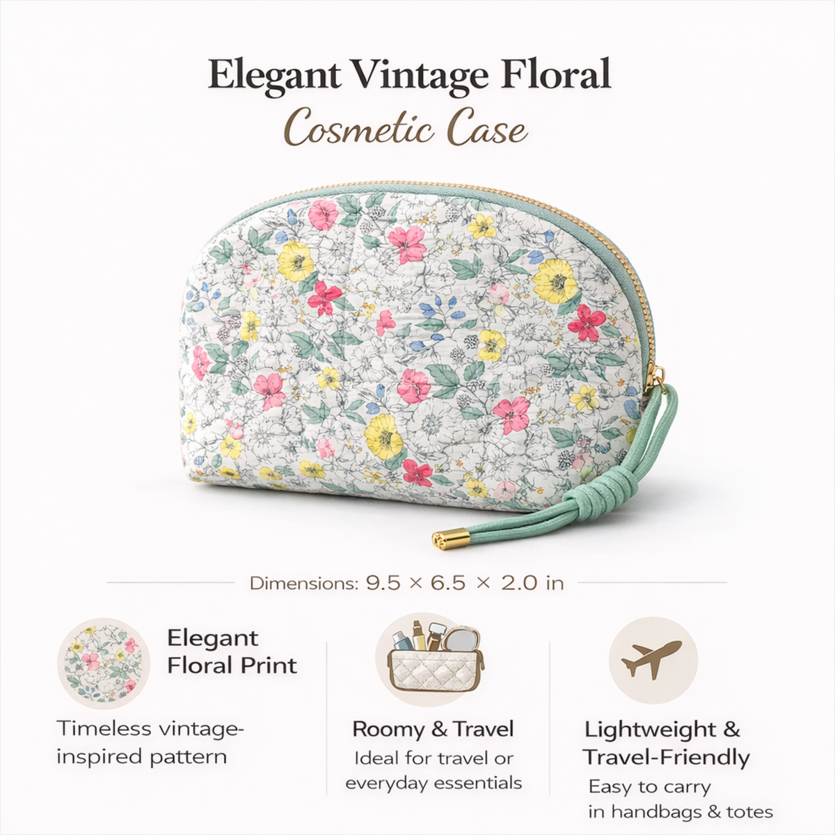 Quilted Floral Cosmetic Case — additional product view 12